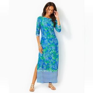 NWT Lilly Pulitzer Seralina Maxi XL Briny Blue A Bit Salty